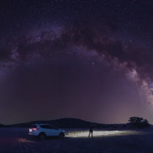 Panorámica de la Vía Láctea en los llanos de Espiel